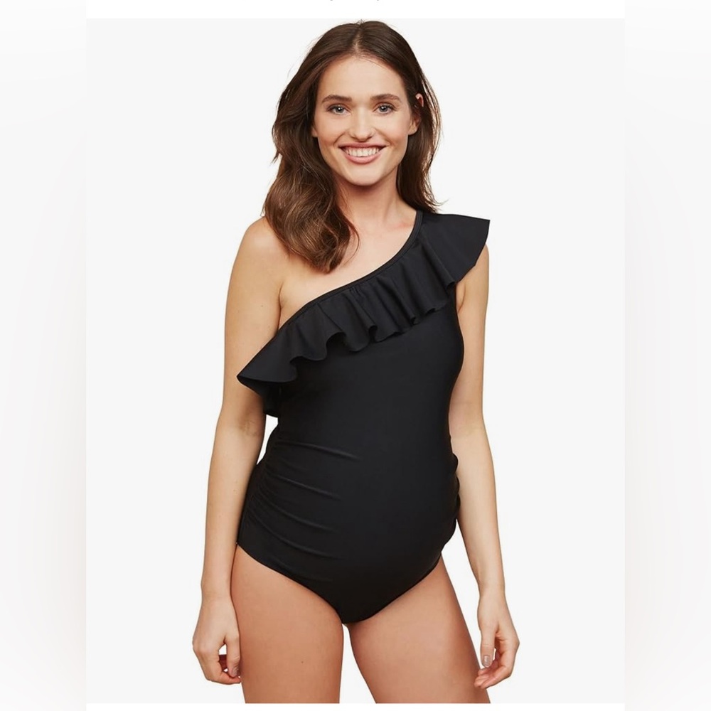Motherhood Maternity Womens Beach Bump One Piece Swimsuit, Small